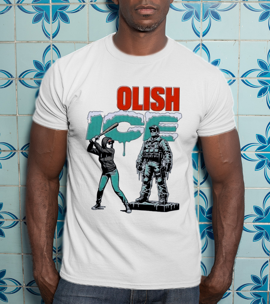 Krime Olish ICE Woman With Baseball Bat Smashing Statue T-Shirt