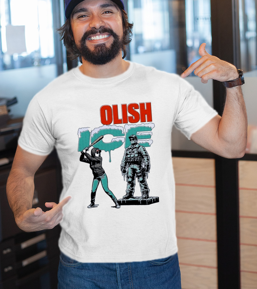 Krime Olish ICE Woman With Baseball Bat Smashing Statue T-Shirt