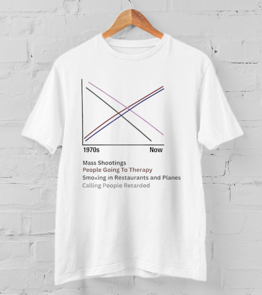 1970s Now Mass Shootings People Going To Therapy Smoking In Restaurants And Planes Calling People Retarded T-Shirt