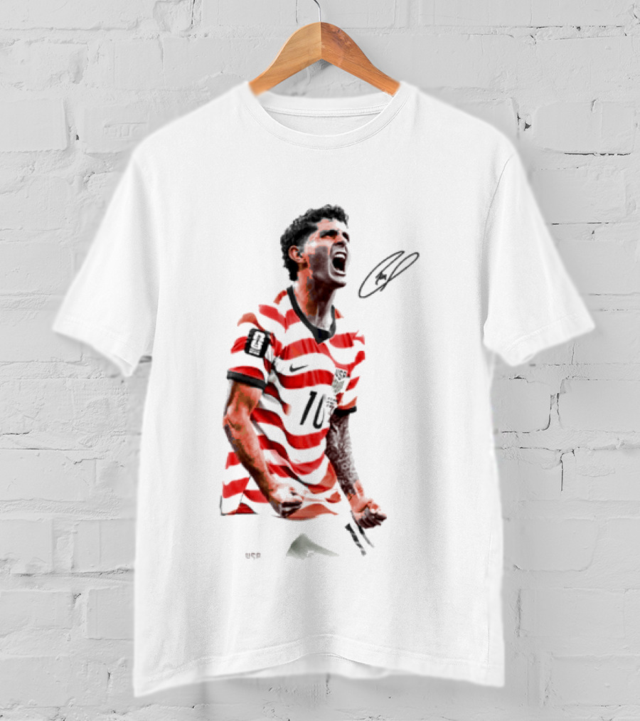 USA 10 Christian Pulisic Soccer Star Jersey Signature T-Shirt