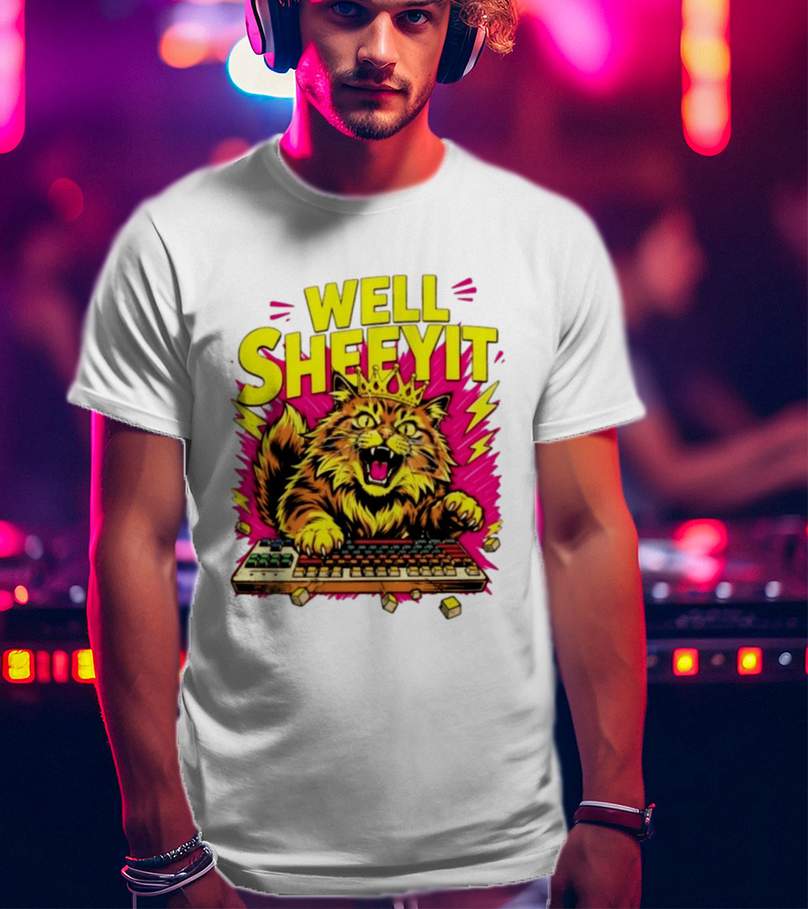 Well Sheeyit Crowned Cat Typing On Keyboard T-Shirt