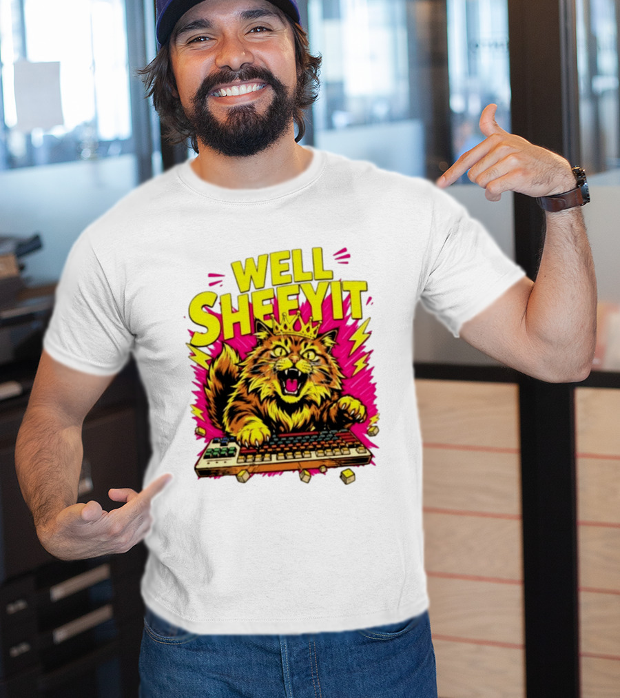 Well Sheeyit Crowned Cat Typing On Keyboard T-Shirt