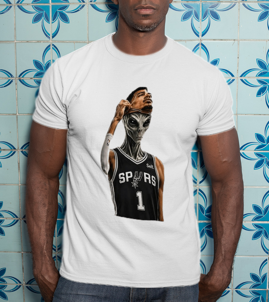 Wembanyama Spurs Alien Takeover Face Reveal Self 1 T-Shirt