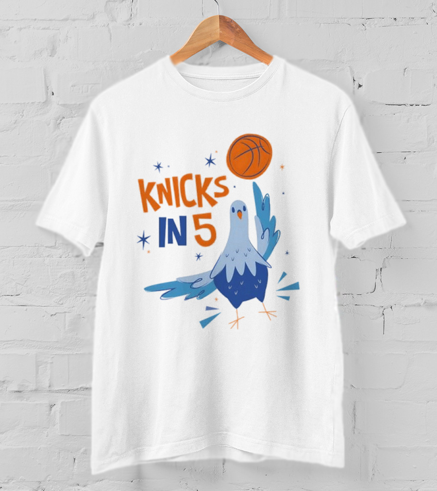 New York Knicks NBA Pigeon Basketball Knicks In 5 T-Shirt