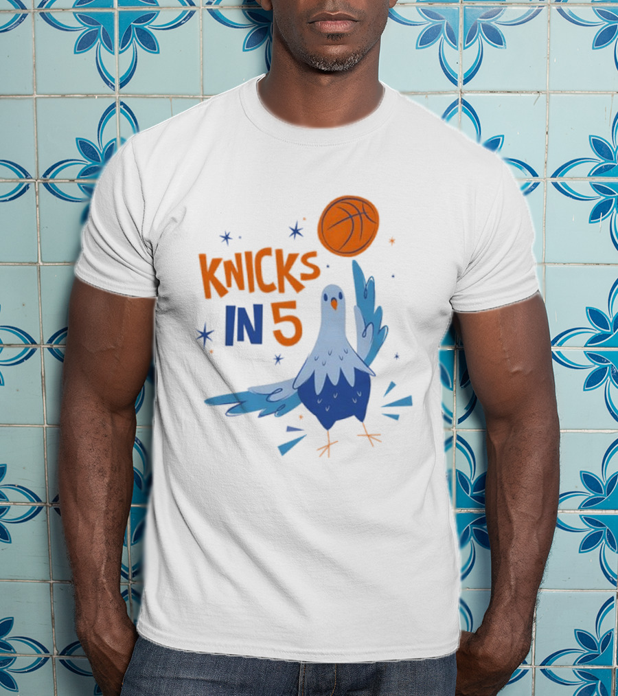 New York Knicks NBA Pigeon Basketball Knicks In 5 T-Shirt