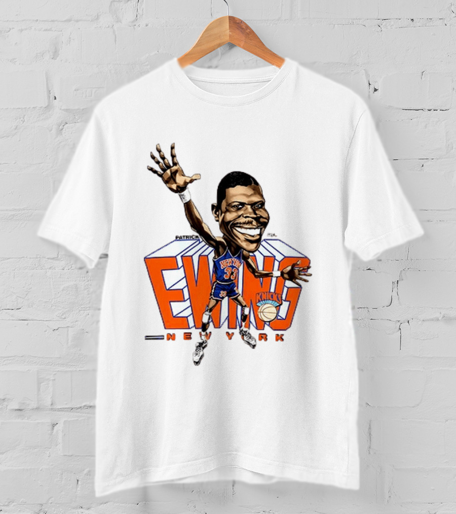 Patrick Ewing New York Knicks NBA Caricature Basketball Legend T-Shirt