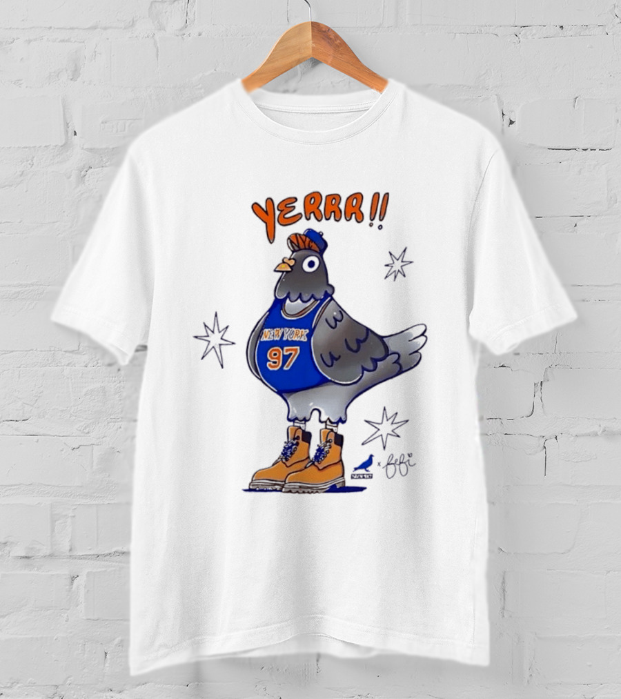 Pigeon Fefi Yerrr 97 New York Basketball Jersey Timberland Boots T-Shirt