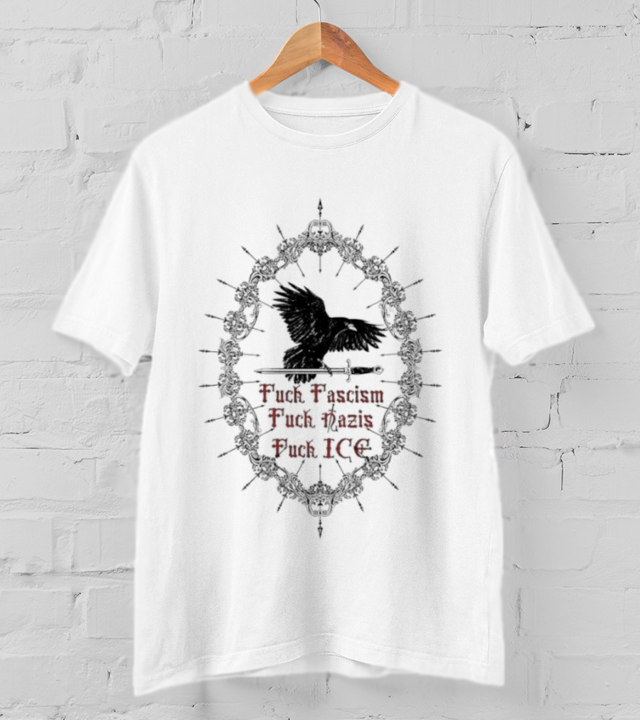 Raven Sword Gothic Anti Fascism Nazis ICE T-Shirt