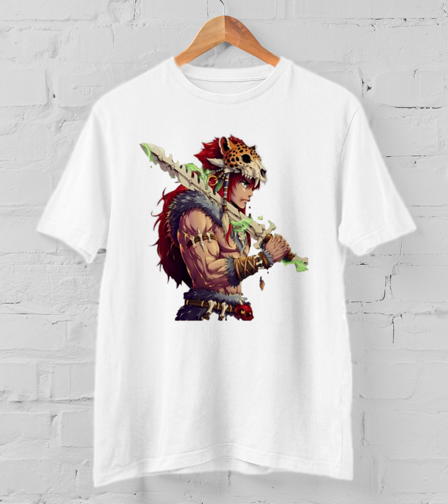 Jaguar Warrior Aztec Fantasy Glowing Bone Sword Warrior T-Shirt