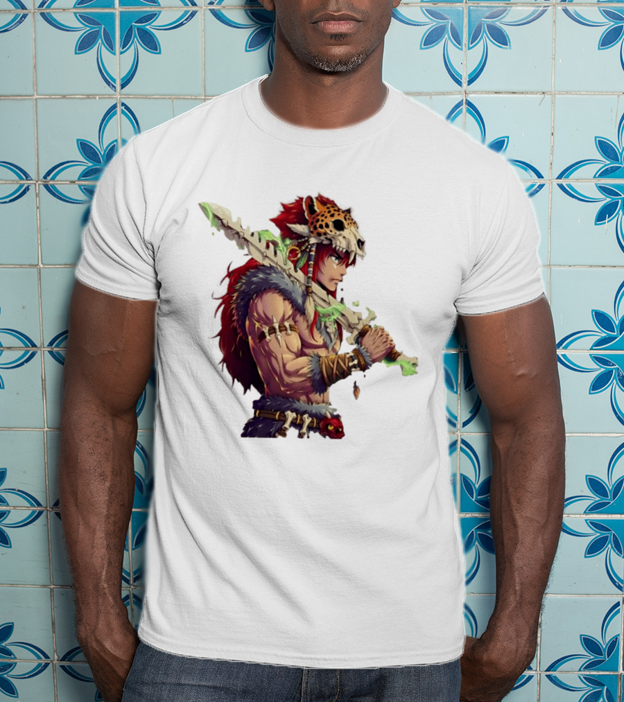 Jaguar Warrior Aztec Fantasy Glowing Bone Sword Warrior T-Shirt
