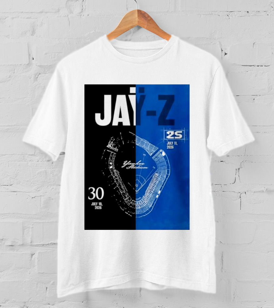 Jay Z Yankee Stadium July 10 11 2026 Celebration With Map Blueprint T-Shirt