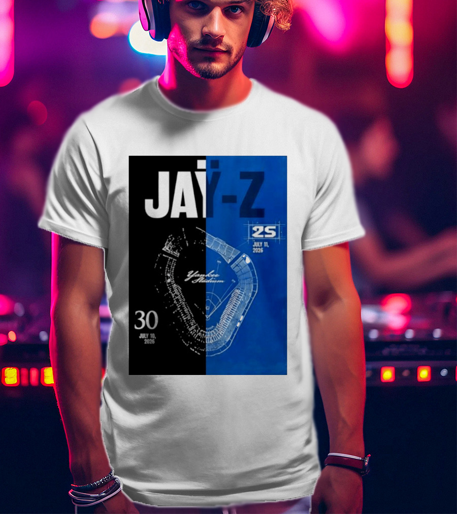 Jay Z Yankee Stadium July 10 11 2026 Celebration With Map Blueprint T-Shirt