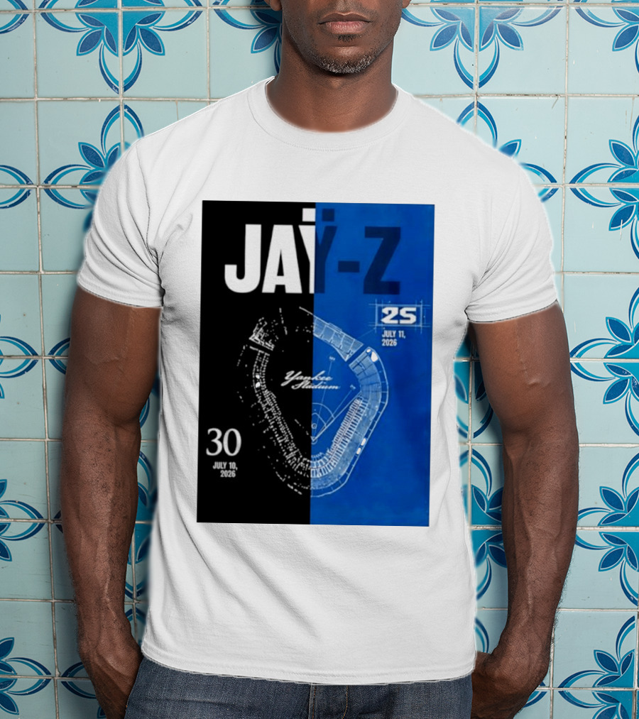 Jay Z Yankee Stadium July 10 11 2026 Celebration With Map Blueprint T-Shirt