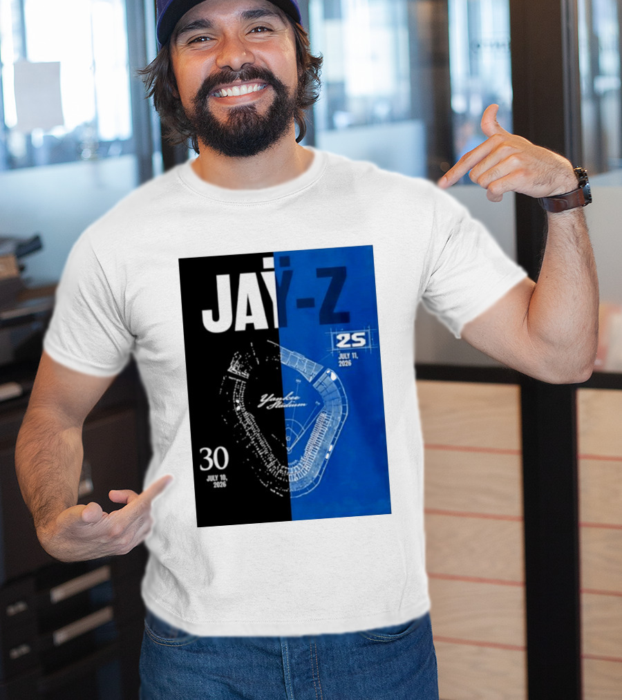 Jay Z Yankee Stadium July 10 11 2026 Celebration With Map Blueprint T-Shirt