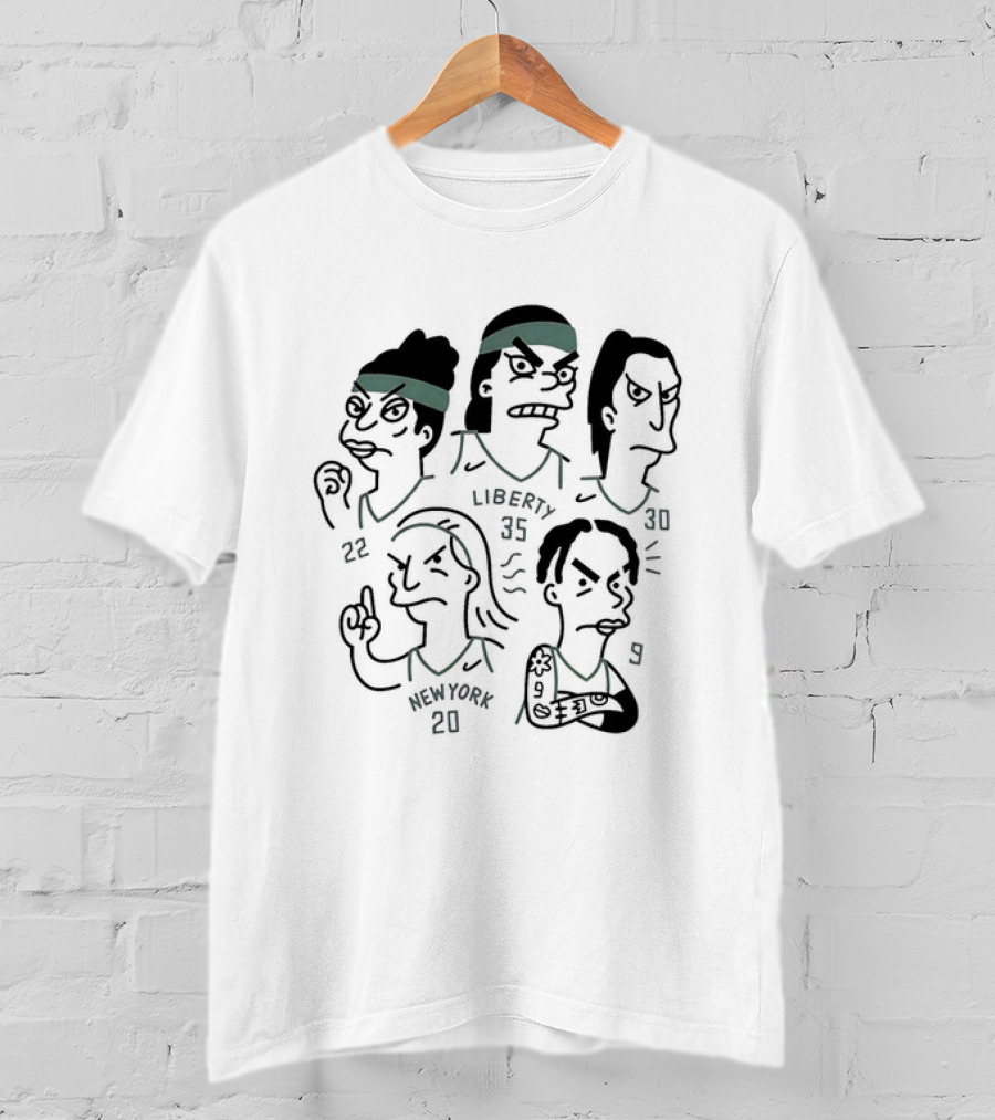 Simpson Style Cartoon New York Liberty Players 20 35 32 13 T-Shirt