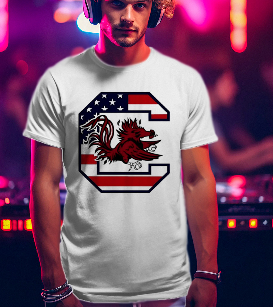 American Flag South Carolina Gamecocks C T-Shirt