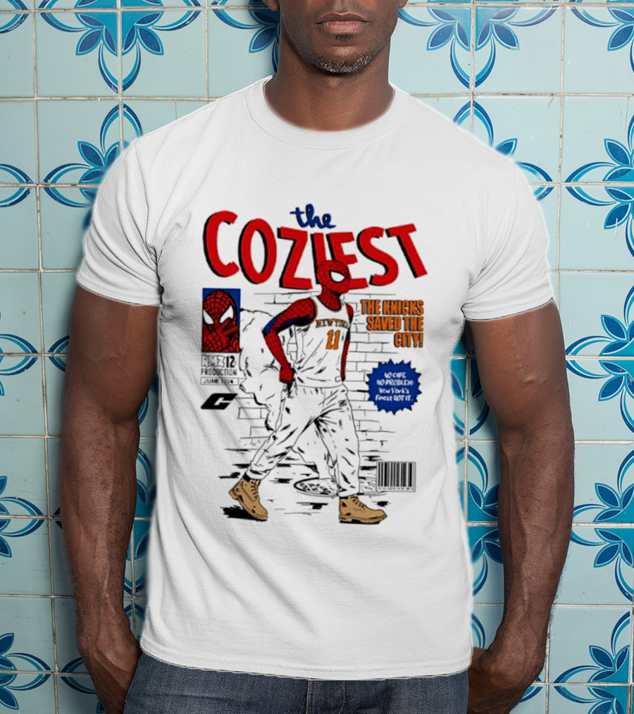 The Coziest Spider Man New York Knicks 01 The Knicks Saved The City No Cape No Problem T-Shirt