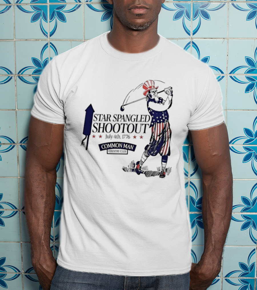 Star Spangled Shootout Common Man Country Club Patriotic Golfer T-Shirt