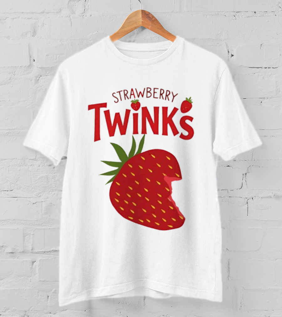 Strawberry Twinks Fruit Snack Pun Playful Bite T-Shirt