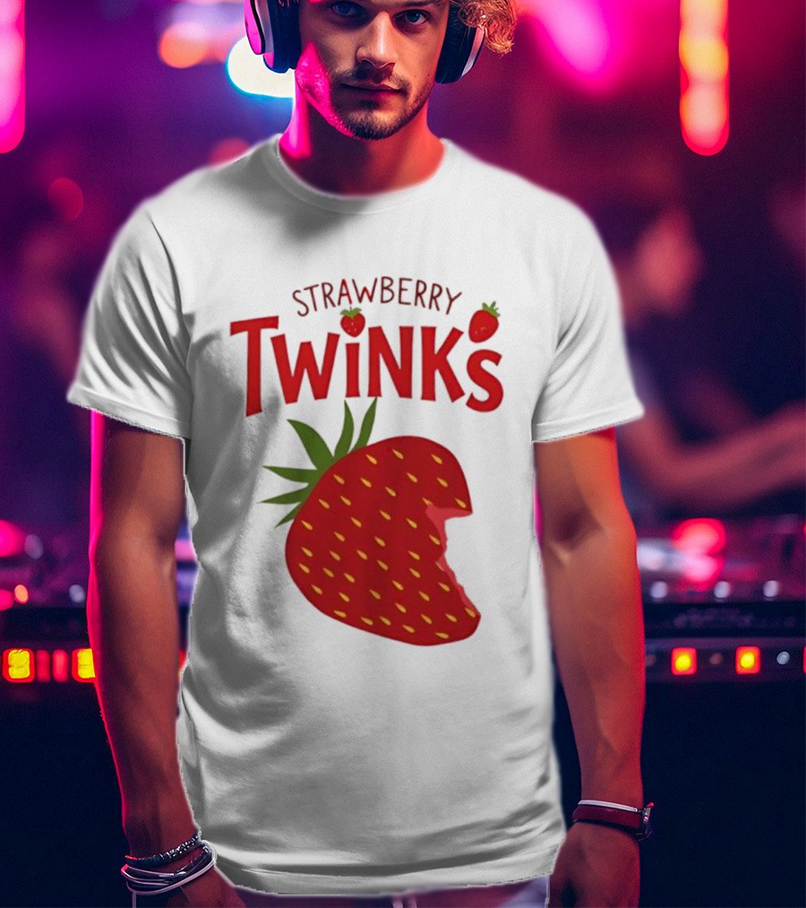 Strawberry Twinks Fruit Snack Pun Playful Bite T-Shirt
