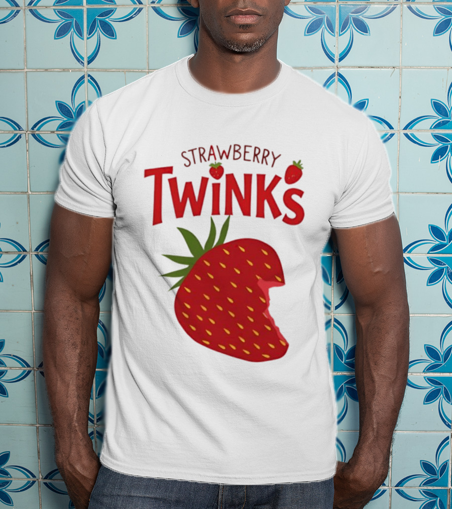 Strawberry Twinks Fruit Snack Pun Playful Bite T-Shirt