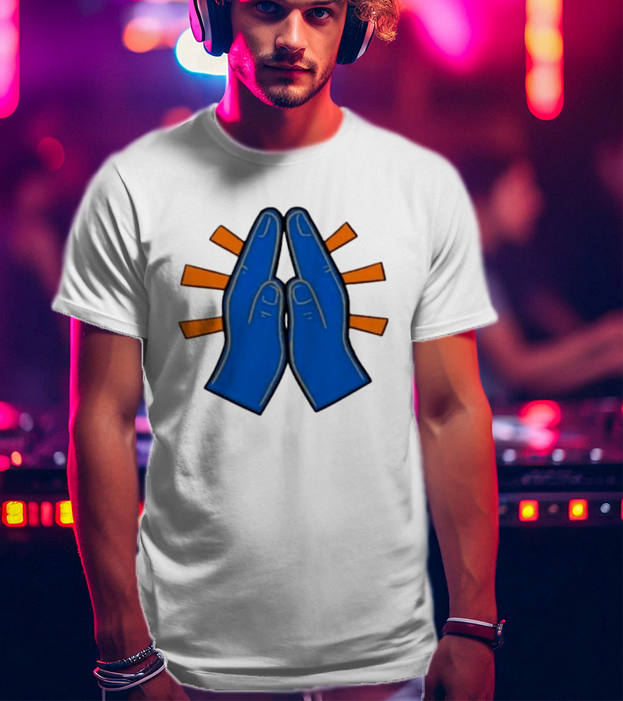 Please Just Make It All Worth It Blue Praying Hands Emoji T-Shirt