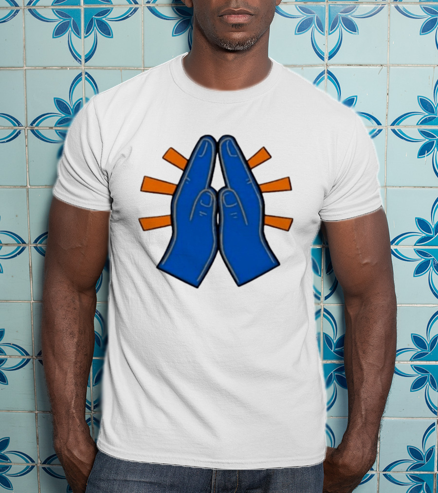 Please Just Make It All Worth It Blue Praying Hands Emoji T-Shirt