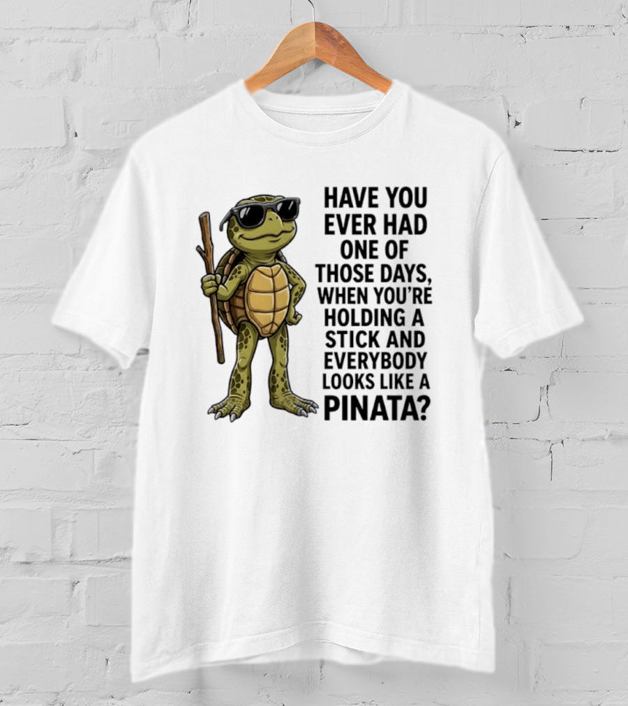 Have You Ever Had One Of Those Days Turtle Holding A Stick Looking Like A Pinata T-Shirt