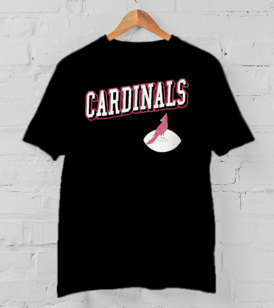 Arizona Cardinals Black Text With Cardinal On Football T-Shirt
