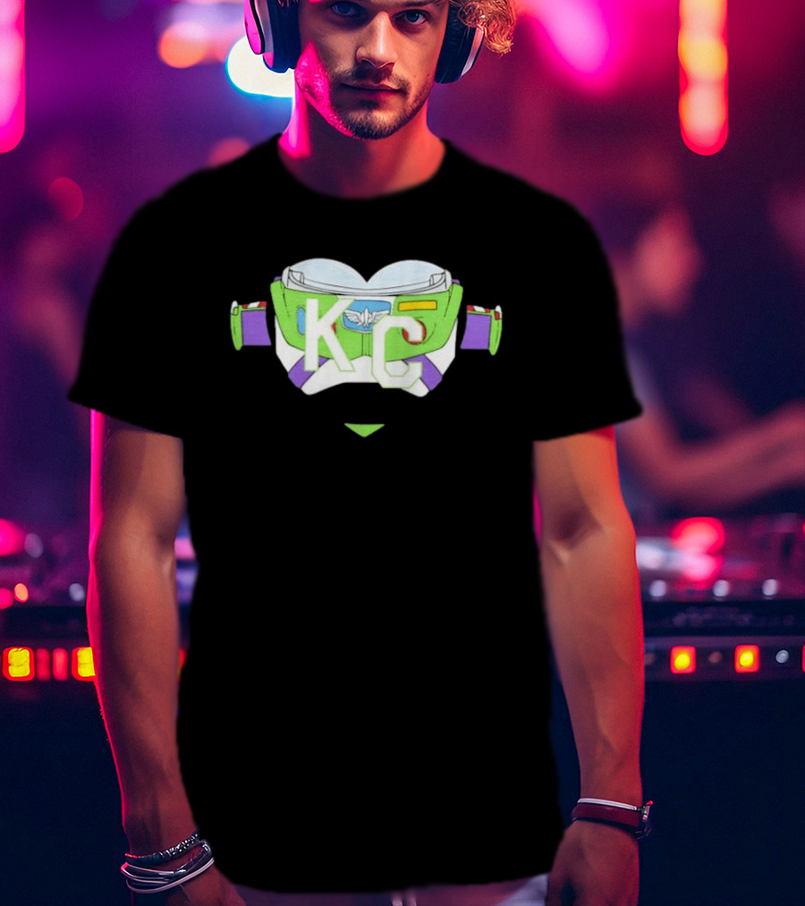 Buzz Lightyear KC Chiefs Heart Theme Fan Gear T-Shirt
