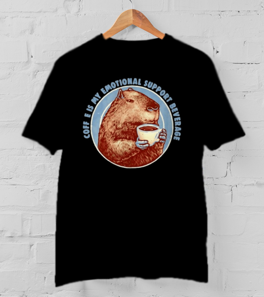 Capybara Coffee Is My Emotional Support Beverage Retro Style Animal Lovers T-Shirt