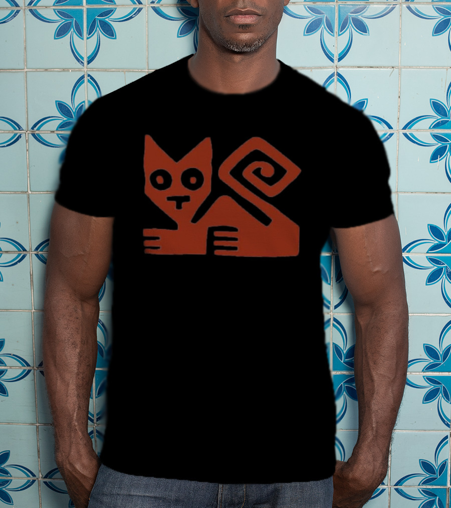 Cat Swirl Minimalist Red Geometric Feline T-Shirt