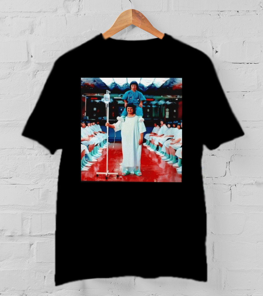 Doctor Riding On Patient Shoulders Hospital Room Surrealism T-Shirt