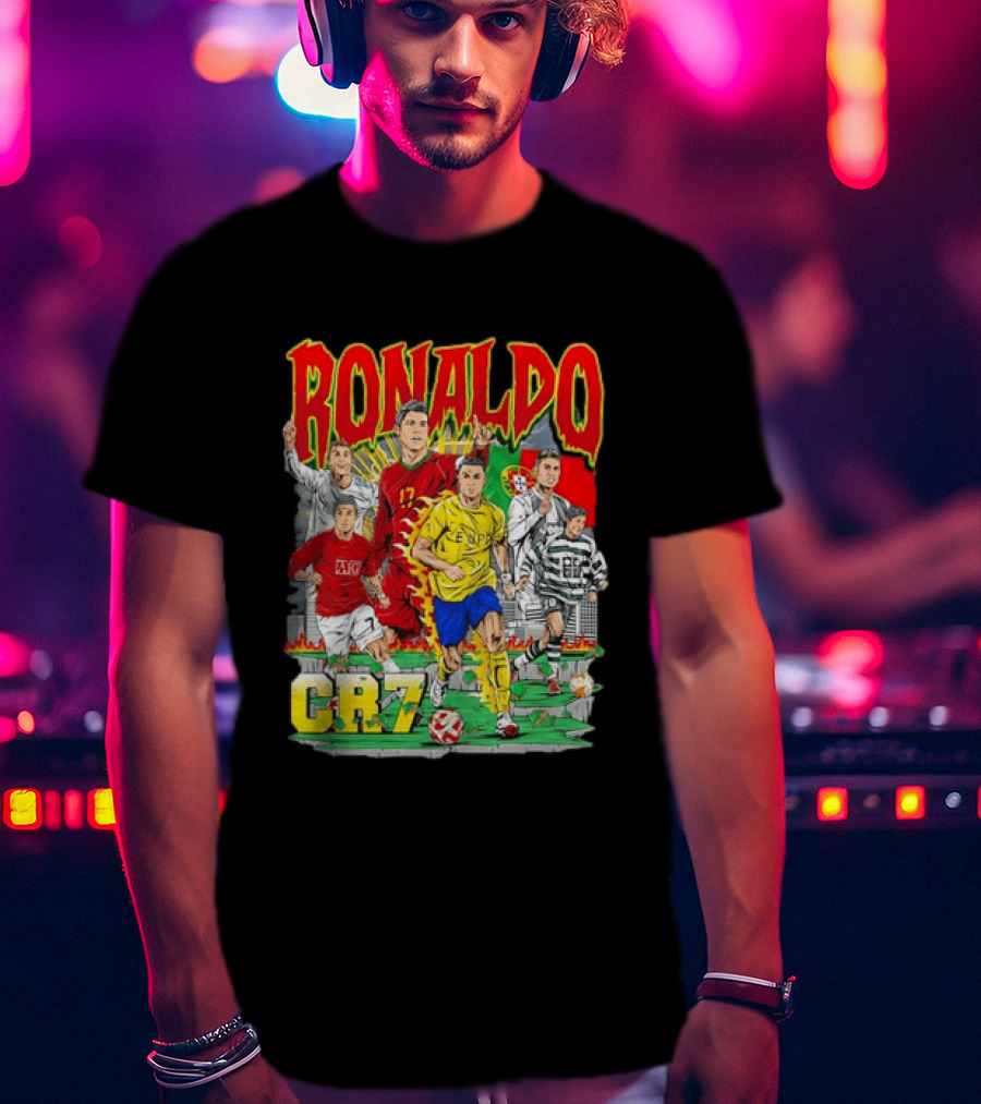 Ronaldo CR7 Football Icon In Action Sports Team Collection T-Shirt