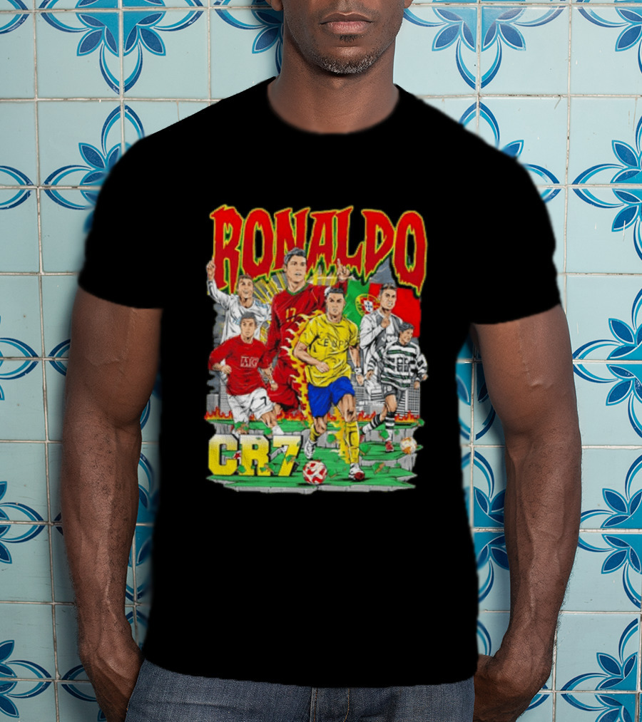 Ronaldo CR7 Football Icon In Action Sports Team Collection T-Shirt