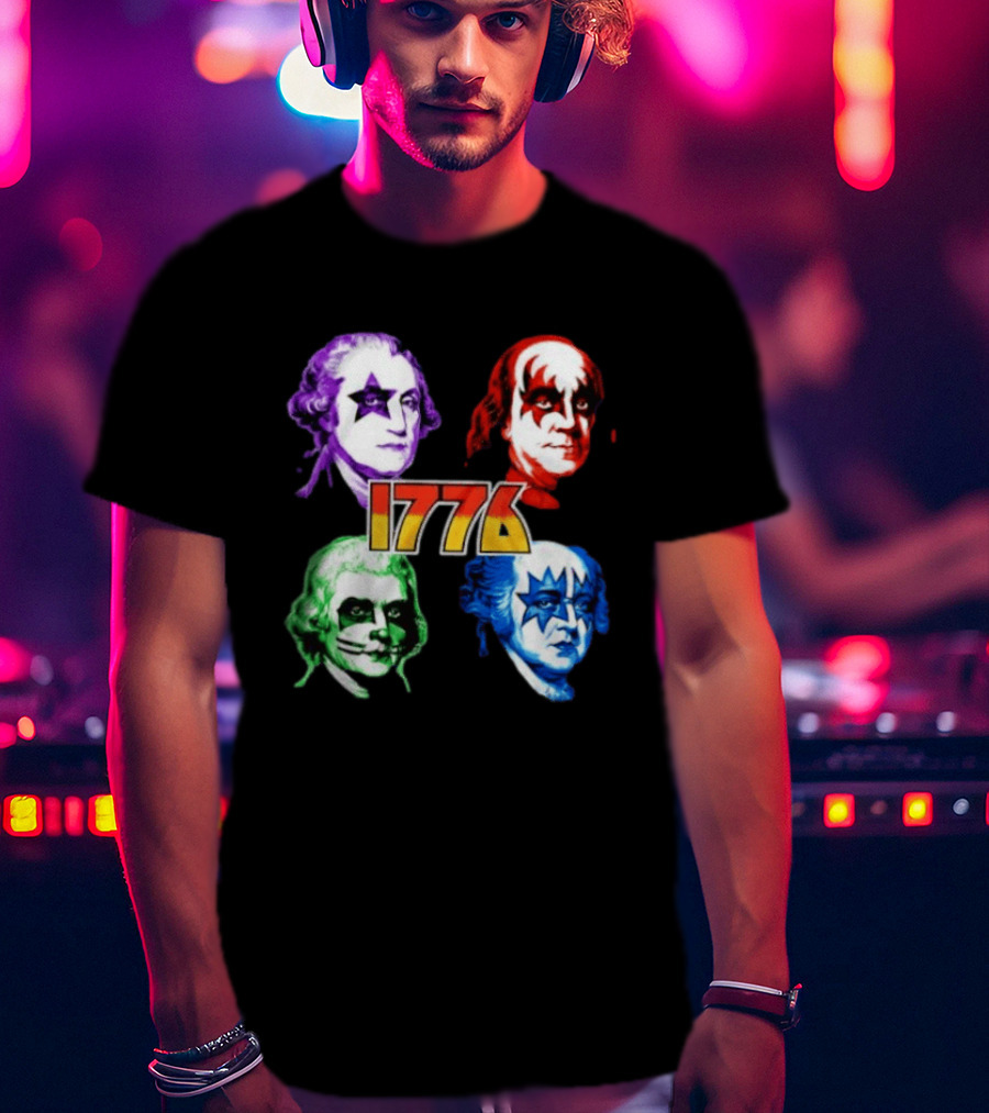 1776 Founding Fathers Rock Band George Washington Benjamin Franklin T-Shirt