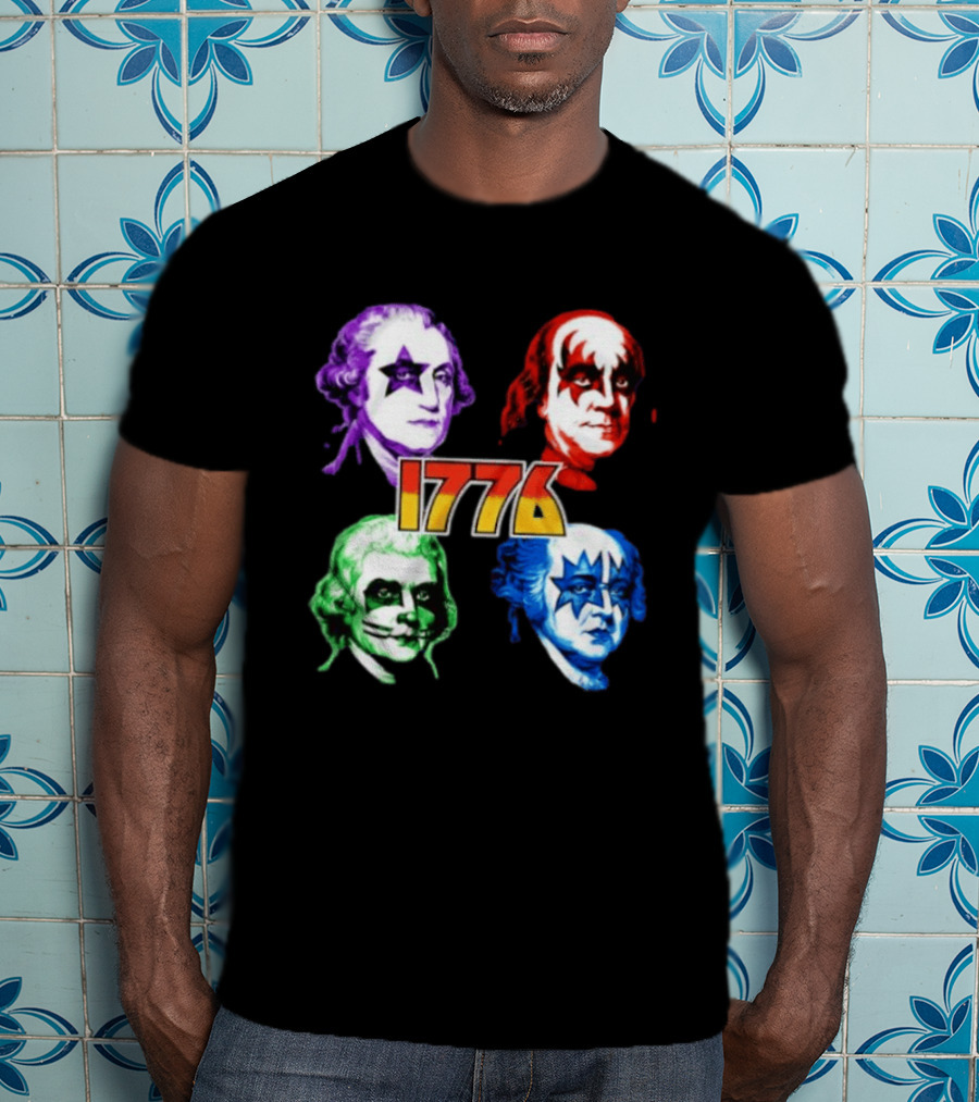 1776 Founding Fathers Rock Band George Washington Benjamin Franklin T-Shirt