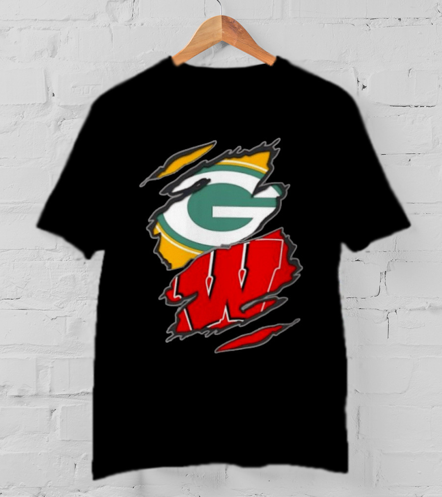 Green Bay Packers Wisconsin Badgers Team Sports Fan T-Shirt