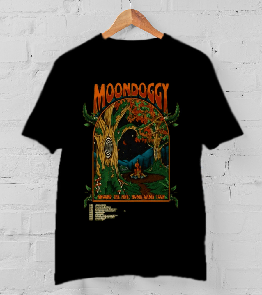 Moondoggy Around The Fire Home Game Tour 2026 Psychedelic Forest Campfire T-Shirt
