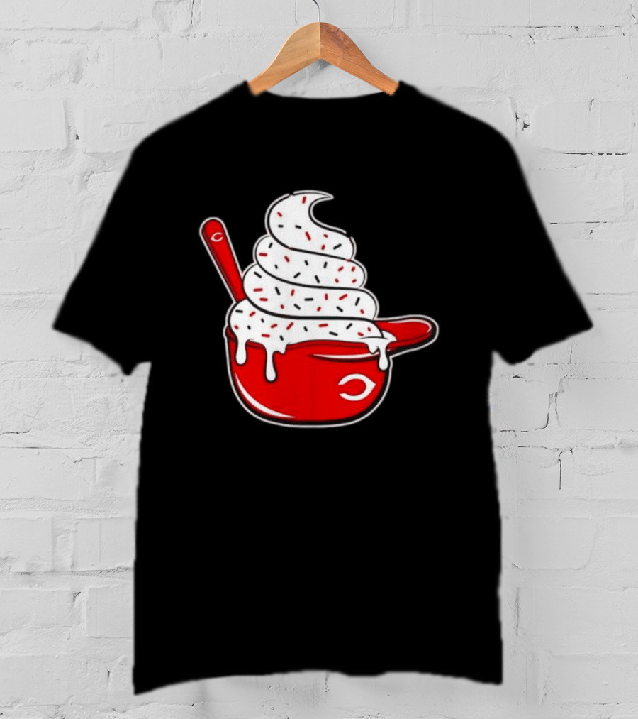 Cincinnati Reds Ice Cream Helmet With Sprinkles And Spoon T-Shirt