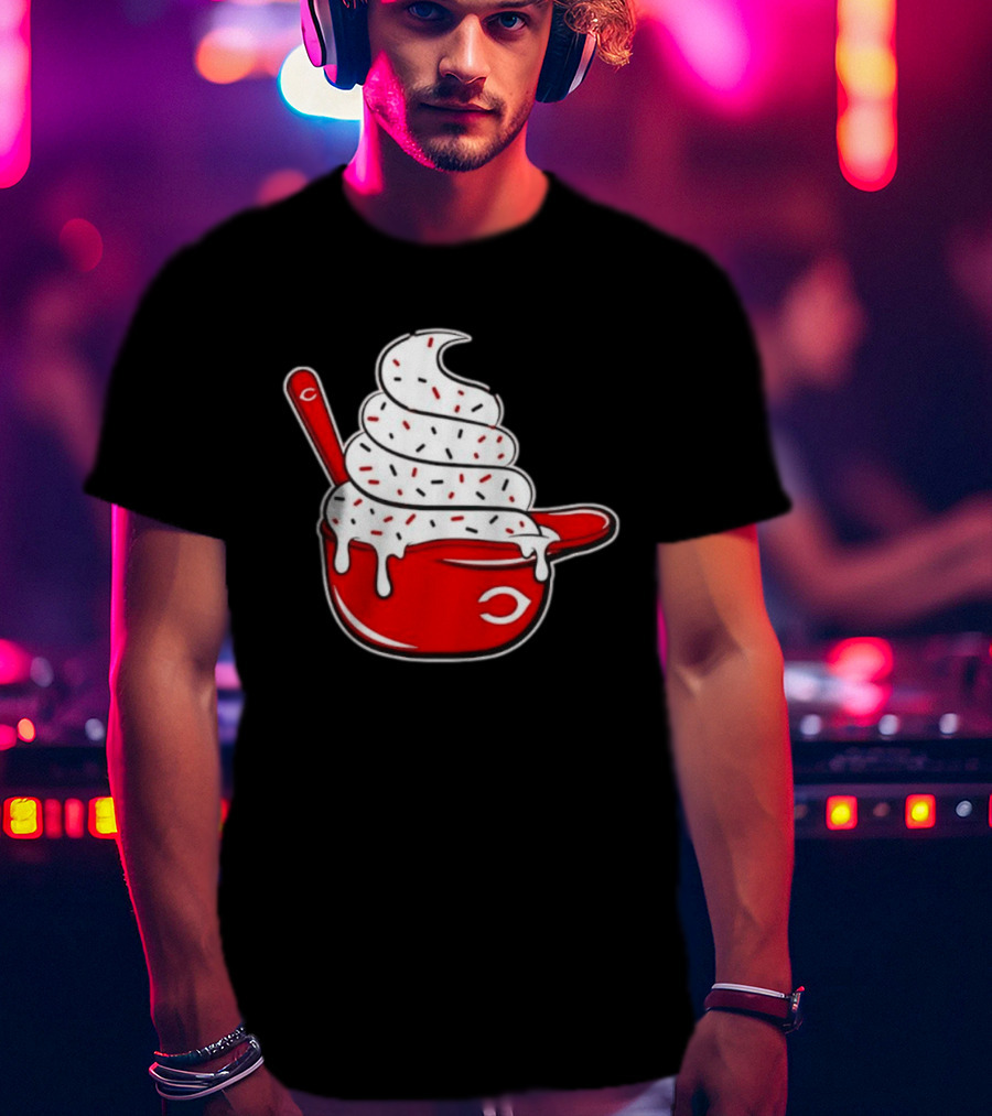 Cincinnati Reds Ice Cream Helmet With Sprinkles And Spoon T-Shirt