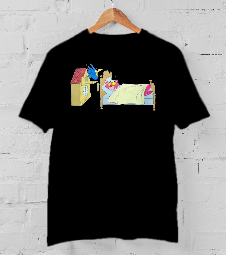 Onlyretro Pink Panther Startled Awake By Cuckoo Surprise T-Shirt