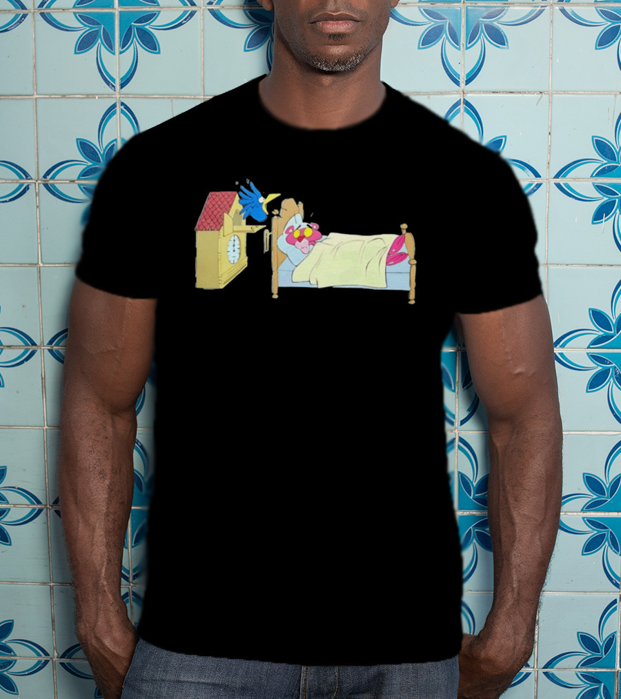 Onlyretro Pink Panther Startled Awake By Cuckoo Surprise T-Shirt
