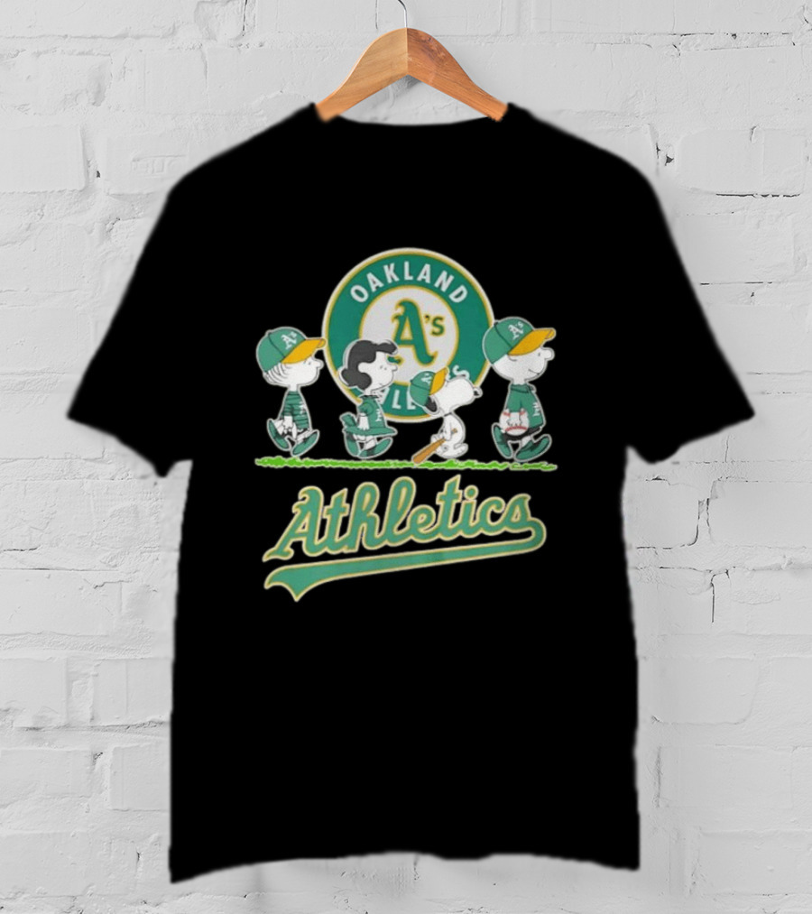 Peanuts Characters Oakland Athletics A's Team Major League Baseball Snoopy Charlie Brown Woodstock T-Shirt
