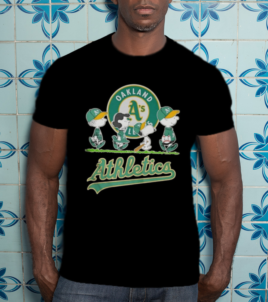 Peanuts Characters Oakland Athletics A's Team Major League Baseball Snoopy Charlie Brown Woodstock T-Shirt