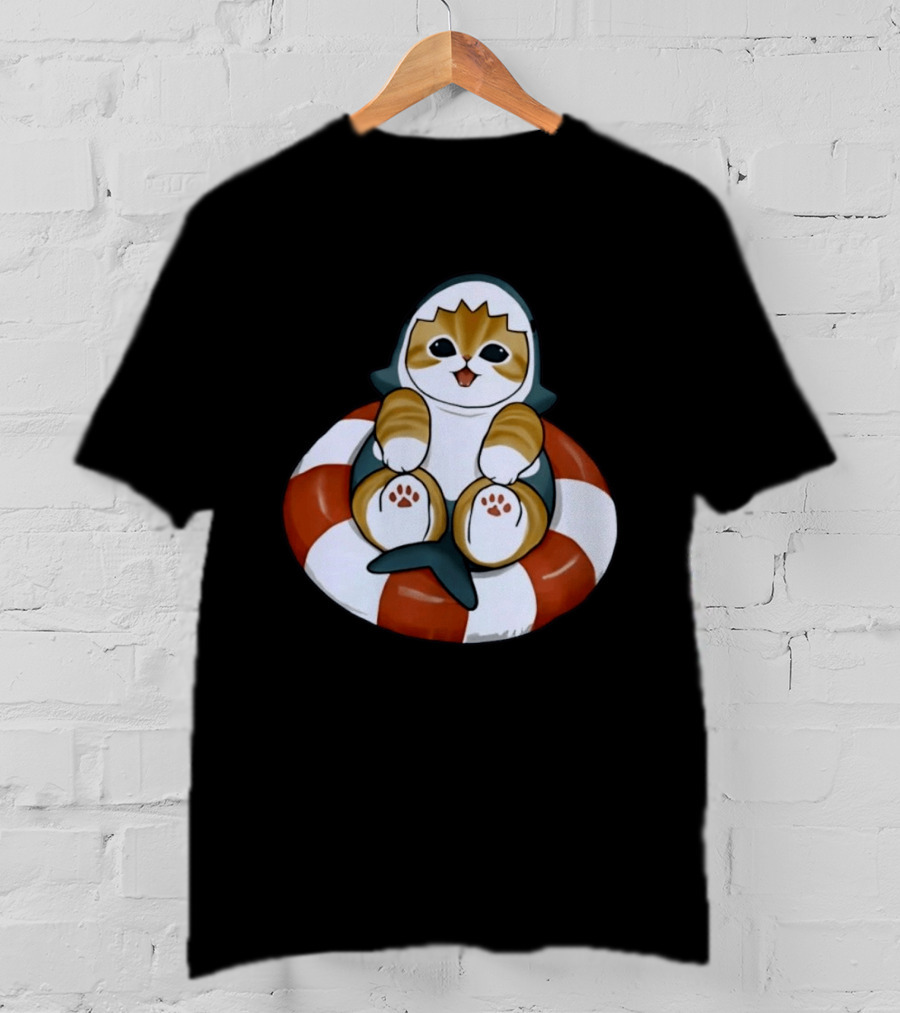 Shark Kitten Inflatable Tube Cat Shark Halloween Cats Animals T-Shirt