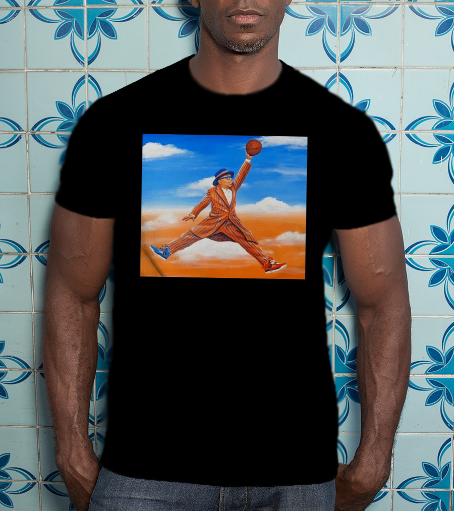 Spike Lee Jumping Basketball Air Jordan Jumpman Striped Suit Sky Sneakers T-Shirt