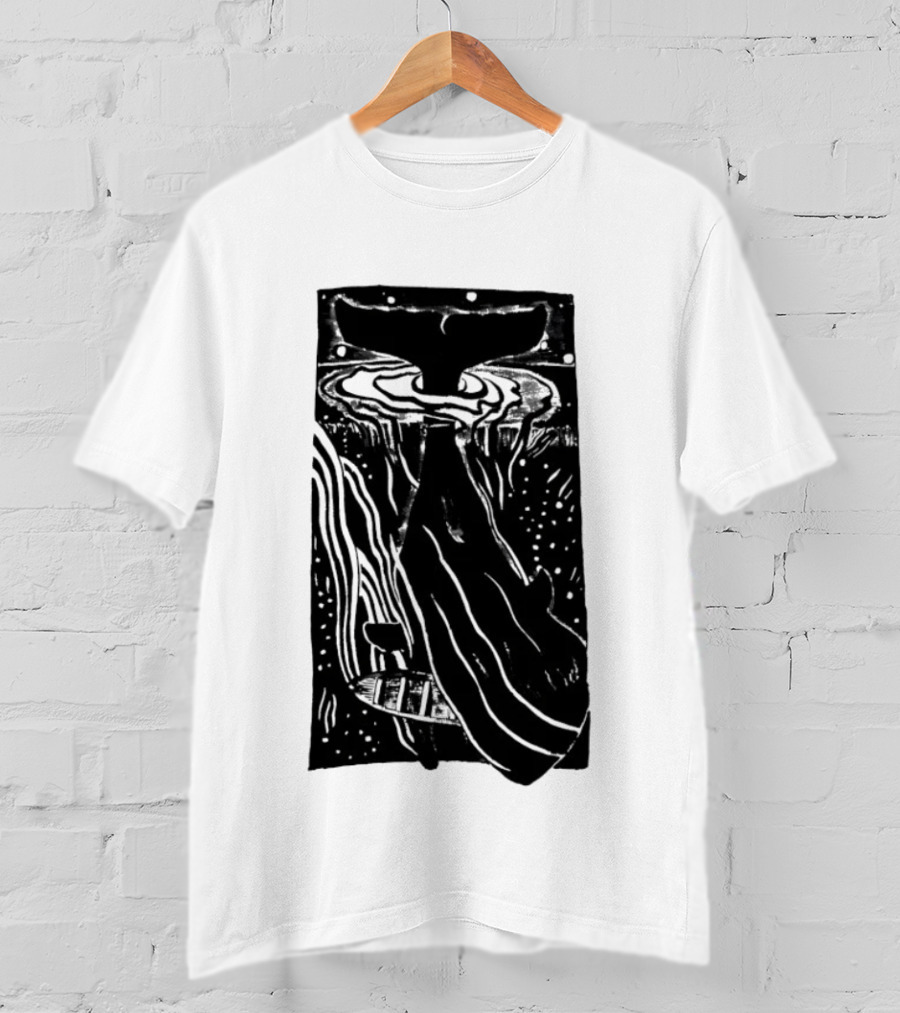 American Traditional Moby Dick Vintage Tattoo Style Whale Ocean Nautical T-Shirt