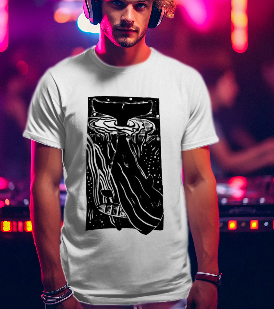 American Traditional Moby Dick Vintage Tattoo Style Whale Ocean Nautical T-Shirt