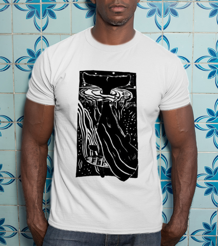 American Traditional Moby Dick Vintage Tattoo Style Whale Ocean Nautical T-Shirt